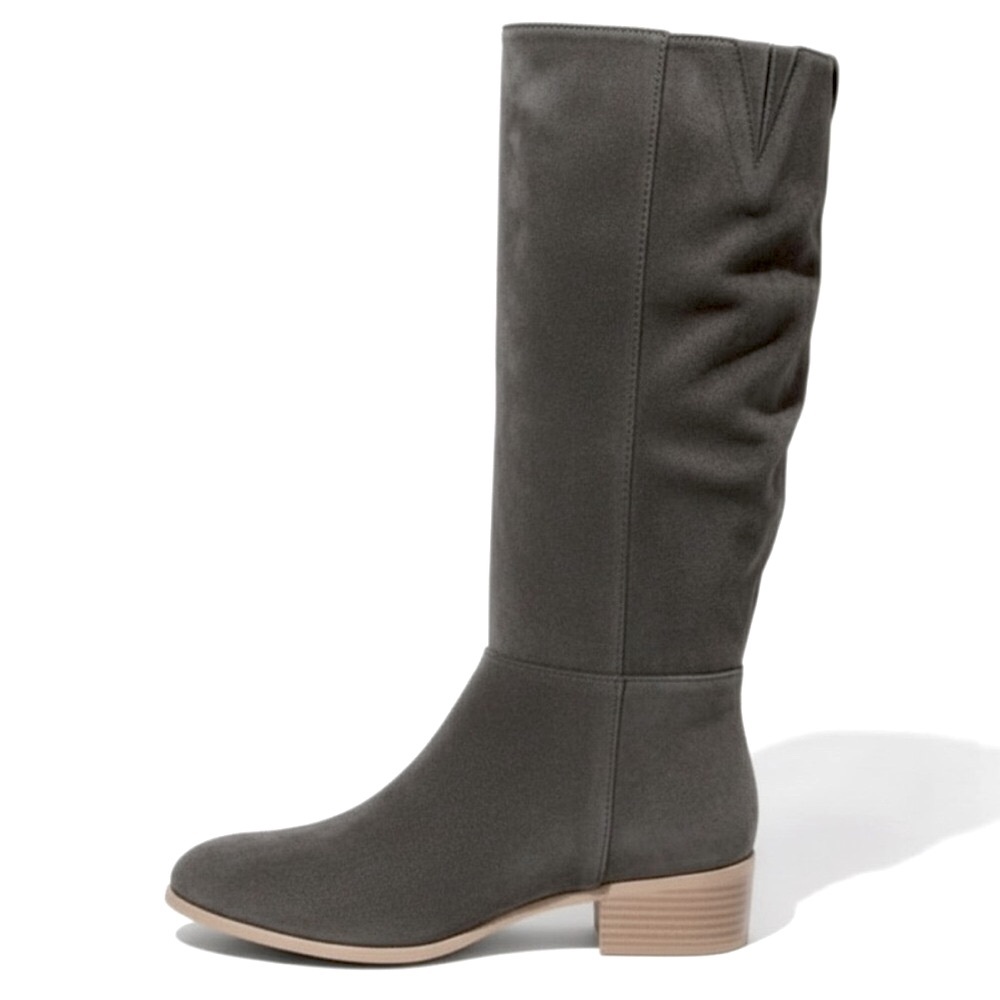 Universal Thread Hilda Microsuede Mid Calf Gray Heeled Riding Boots, Size 6 - Picture 1 of 16